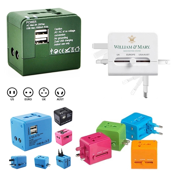 This World Travel Adapter with 2 USB Ports is availalable in... from ASI 79909 Promotek / Promotek™