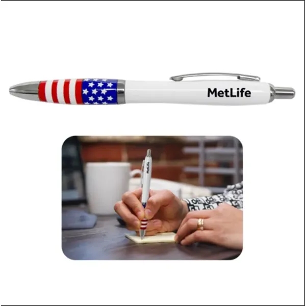 Click pens with pocket clip and American Flag theme.... from ASI 52710 Lincoln Line