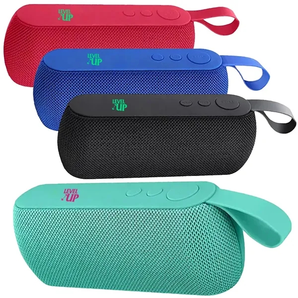Portable Bluetooth speaker with silicone handle and built-in subwoofer.... from ASI 39552 BEL Promo