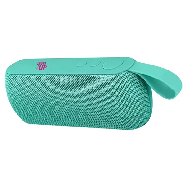 Portable Bluetooth speaker with silicone handle and built-in subwoofer.... from ASI 39552 BEL Promo