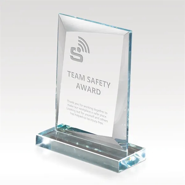 Starphire slant award that sits on a beveled and polished starphire... from ASI 93986 Visions/Awardcraft / Visions Awards