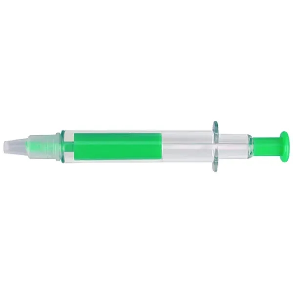 Syringe-shaped pen and highlighter combo with vibrant colors... from ASI 74585 Nu Promo International / Nu Promo Line