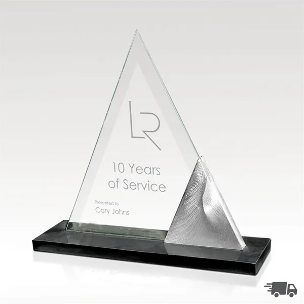 Premium jade glass award that features a random sanded aluminum accent... from ASI 93986 Visions/Awardcraft / Visions Awards