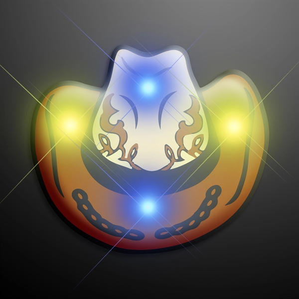 Blank or imprinted. Cowboy hat flashing pin, brown.... from ASI 34194 ALightPromos / Alight Promotional Products