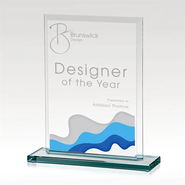 1/2" beveled premium jade glass award that rests on an attached... from ASI 93986 Visions/Awardcraft / Visions Awards