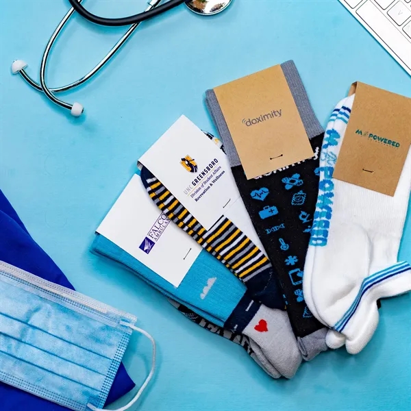 5 day turnaround. Complimentary mockups and design support. Made in USA.... from ASI 88072 Sock Club Enterprises LLC