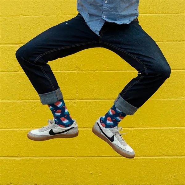 5 day turnaround. Complimentary mockups and design support. Made in USA.... from ASI 88072 Sock Club Enterprises LLC