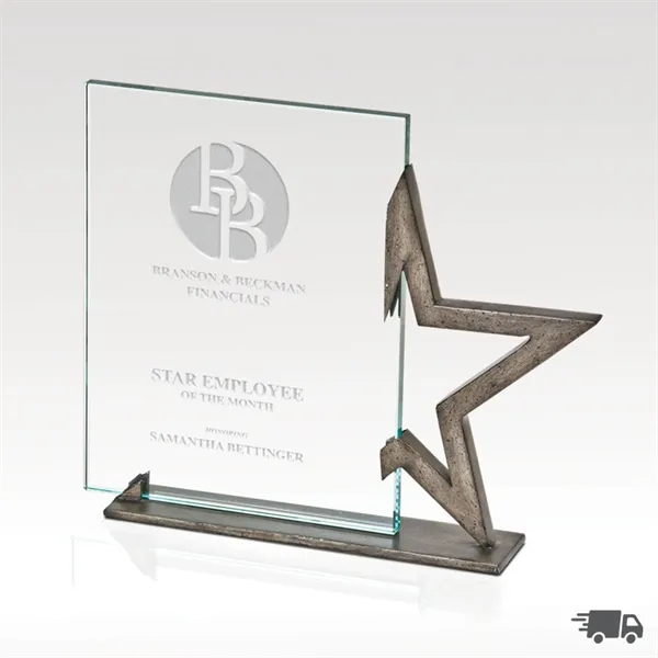 Award that features a base and star design in speckled antique... from ASI 93986 Visions/Awardcraft