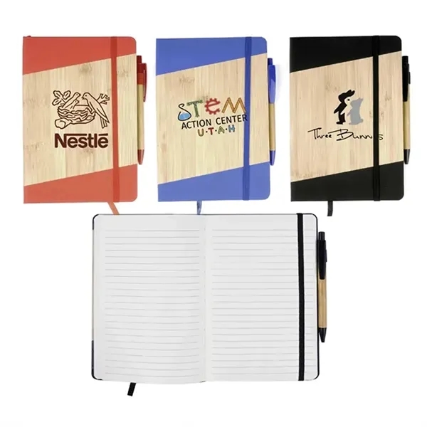 A5 Size Bamboo Look Journal Set with Pen... from ASI 79535 Primetime / Primetime