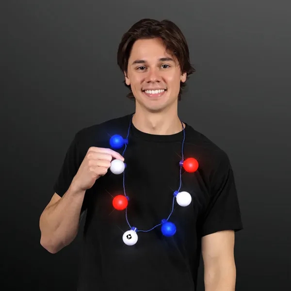 Red White & Blue Light Globes Necklace; Blank and Imprinted Pricing... from ASI 34194 ALightPromos