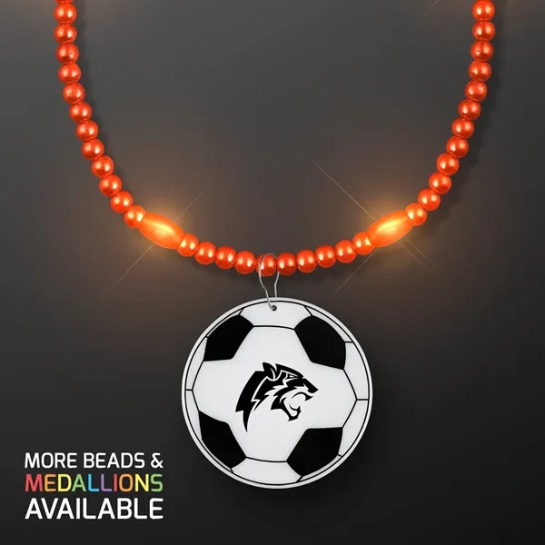 LED Bead Necklace with Soccer Ball Medallion; Imprinted Pricing... from ASI 34194 ALightPromos / Alight Promotional Products
