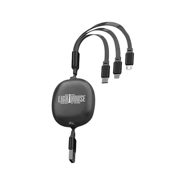 3.9' retractable multi-charging cable cord with built-in Micro-USB, USB-C and IP... from ASI 39552 BEL Promo