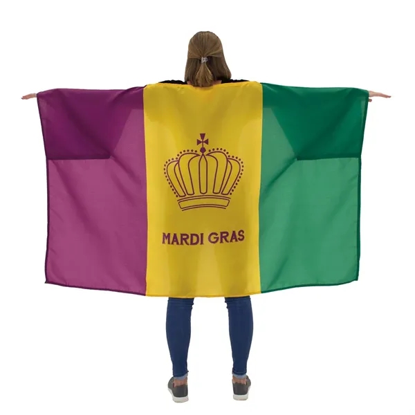 Mardi Gras themed body flag that's made of flame-retardant 100 denier... from ASI 87188 Showdown Displays
