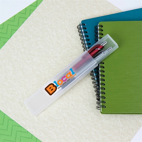 Drawer-style sliding pen case with a frosty matte finish that can... from ASI 88060 Snugz/USA Inc / Sweda®