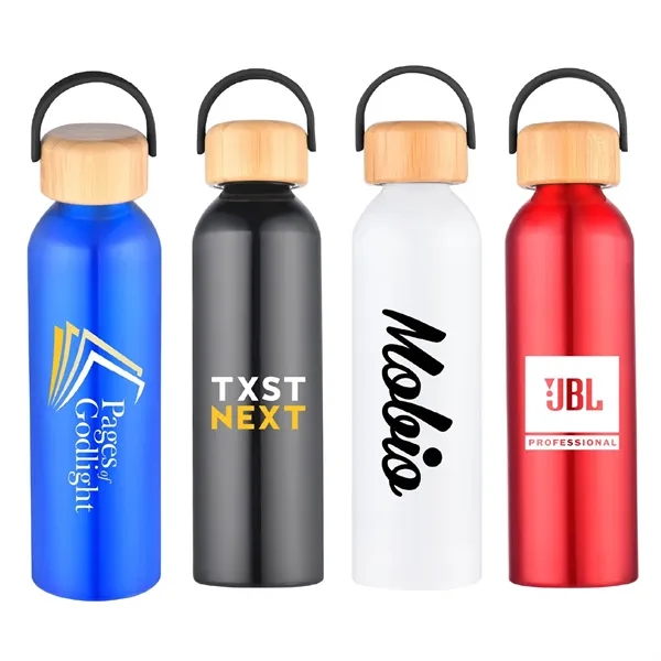 24 oz. Recycled Aluminum Water Bottle w/ Bamboo lid... from ASI 39820 Opusline (Benmex)