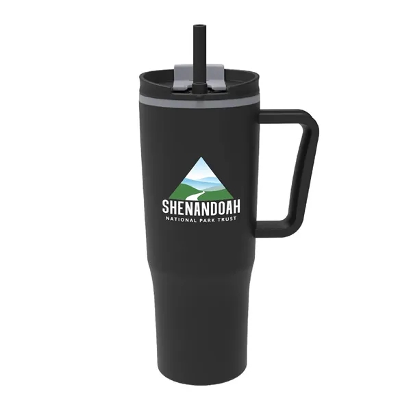 30 oz. Double Wall Plastic Travel Mug w/ Handle & Straw... from ASI 39820 Opusline (Benmex)