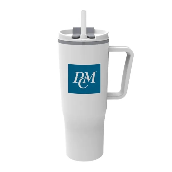 30 oz. Double Wall Plastic Travel Mug w/ Handle & Straw... from ASI 39820 Opusline (Benmex)