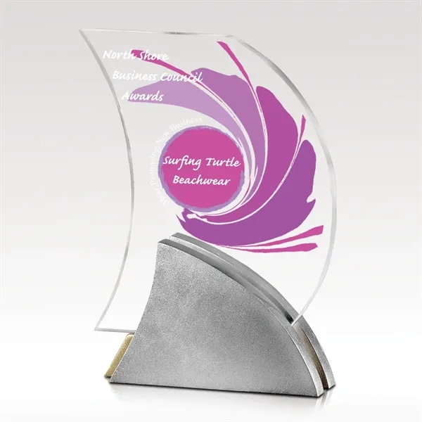 Clear acrylic award that sits on a silver and gold cast... from ASI 93986 Visions/Awardcraft / Visions Awards