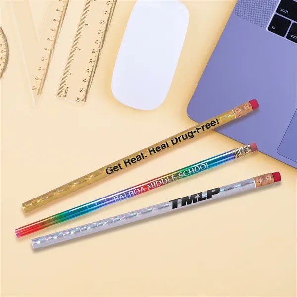 Promotional #2 wooden pencil with swirling color choices, a gold ferrule... from ASI 61966 HPG / Hub Pen