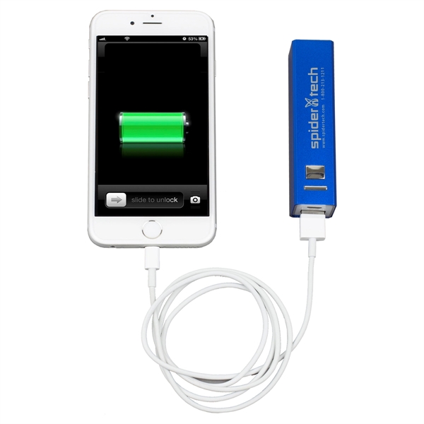 3 11/16" x 13/16" aluminum 2200mAh Powerbank and USB cable. Lithium... from ASI 62660 Innovation Line
