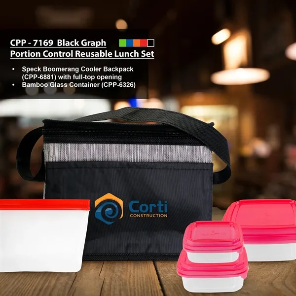 Black Graph Portion Control Reusable Lunch Set... from ASI 30208 A P Specialties / AP Specialties