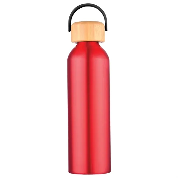 24 oz. recycled aluminum water bottle with a screw-on, leak-resistant bamboo... from ASI 57655 STOPNGO Line