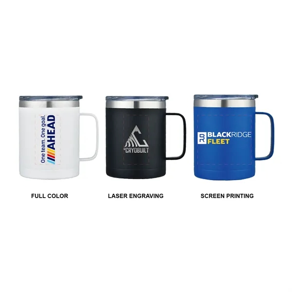 14 oz durable and insulated mug with handle, featuring full color... from ASI 64845 Kin Image Inc / Himmers International Inc. DBA Kin Image Inc