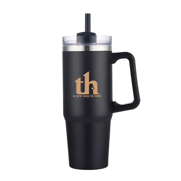 30 oz. Vacuum Stainless Steel Travel Mug w/ Handle & Straw... from ASI 39820 Opusline (Benmex)