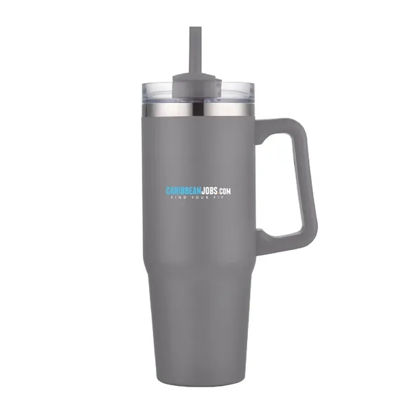 30 oz. Vacuum Stainless Steel Travel Mug w/ Handle & Straw... from ASI 39820 Opusline (Benmex)