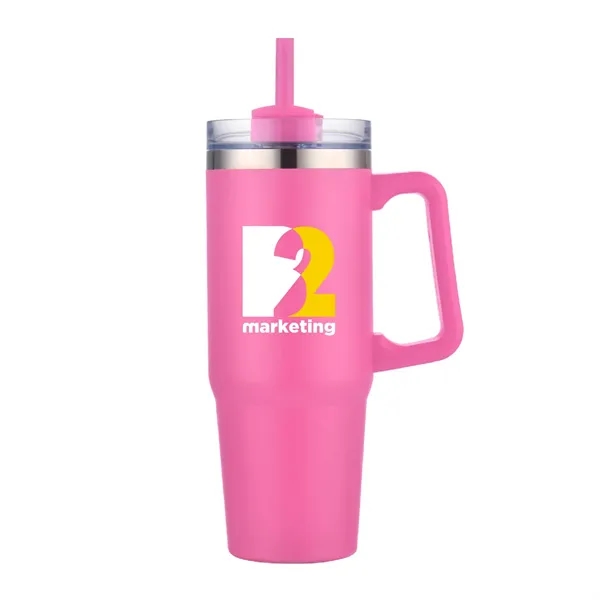 30 oz. Vacuum Stainless Steel Travel Mug w/ Handle & Straw... from ASI 39820 Opusline (Benmex)