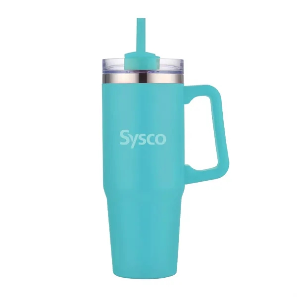 30 oz. Vacuum Stainless Steel Travel Mug w/ Handle & Straw... from ASI 39820 Opusline (Benmex)