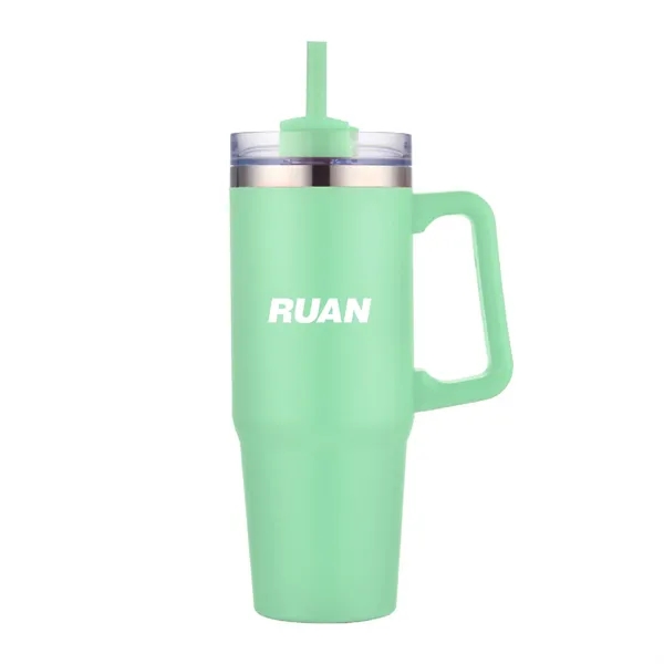 30 oz. Vacuum Stainless Steel Travel Mug w/ Handle & Straw... from ASI 39820 Opusline (Benmex)