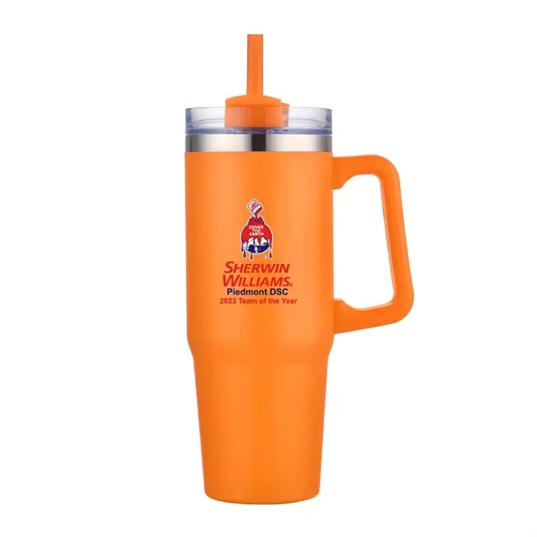 30 oz. Vacuum Stainless Steel Travel Mug w/ Handle & Straw... from ASI 39820 Opusline (Benmex)