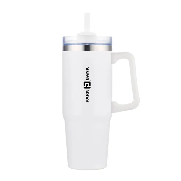 30 oz. Vacuum Stainless Steel Travel Mug w/ Handle & Straw... from ASI 39820 Opusline (Benmex)