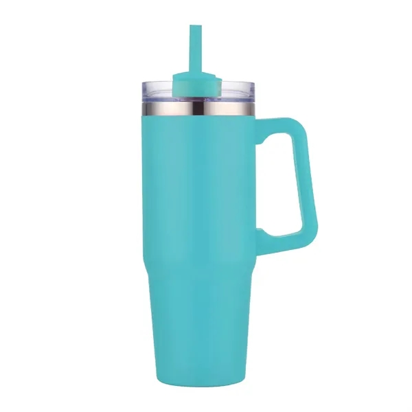 30 oz. Vacuum Stainless Steel Travel Mug w/ Handle & Straw... from ASI 39820 Opusline (Benmex)