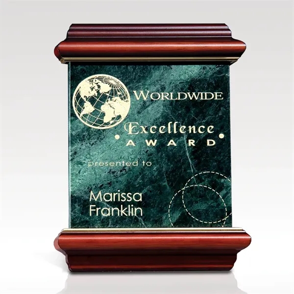 8" x 10" plaque featuring a green marble face, cherry finished... from ASI 93986 Visions/Awardcraft / Visions Awards