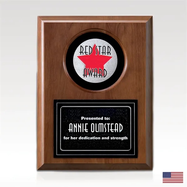 Inset-style plaque with walnut panel, faux slate and two etched zinc... from ASI 93986 Visions/Awardcraft / Visions Awards