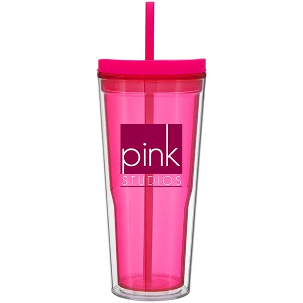 20.9 oz double-wall acrylic tumbler with clear outer, colored inner, push-on... from ASI 51197 ETS Express, LLC
