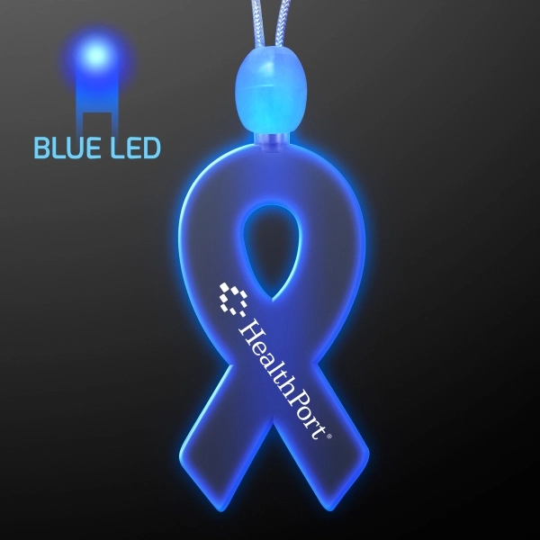 Ribbon shaped acrylic necklace with imprint and 3 light up functions.... from ASI 34194 ALightPromos / Alight Promotional Products