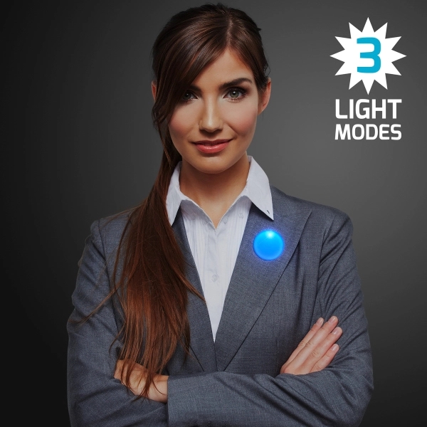 Circle frosted badge with flashing light, safety pin closure. Blank or... from ASI 34194 ALightPromos / Alight Promotional Products