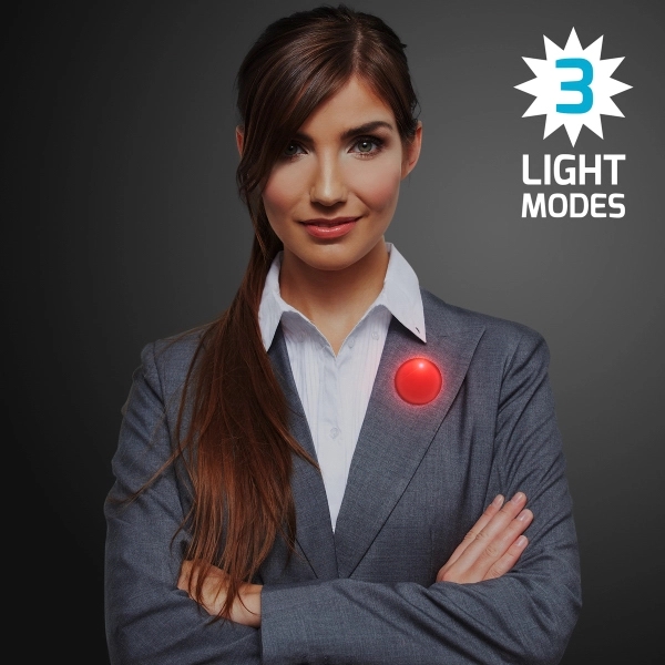 Circle frosted badge with flashing light, safety pin closure. Blank or... from ASI 34194 ALightPromos / Alight Promotional Products
