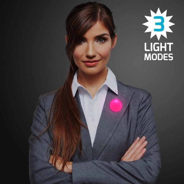 Circle frosted badge with flashing light, safety pin closure. Blank or... from ASI 34194 ALightPromos / Alight Promotional Products