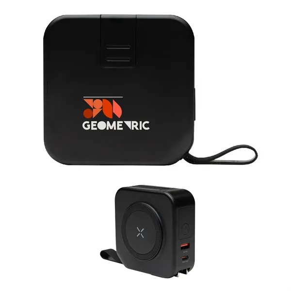 5-in-1 device with wall charger, wireless charger, power bank, charging cable... from ASI 61125 Hit Promotional Products / Hit®