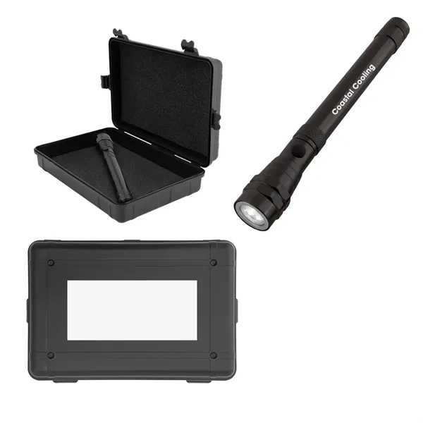 Preparedness kit with telescopic aluminum flashlight and a hard case with... from ASI 61125 Hit Promotional Products / Hit®