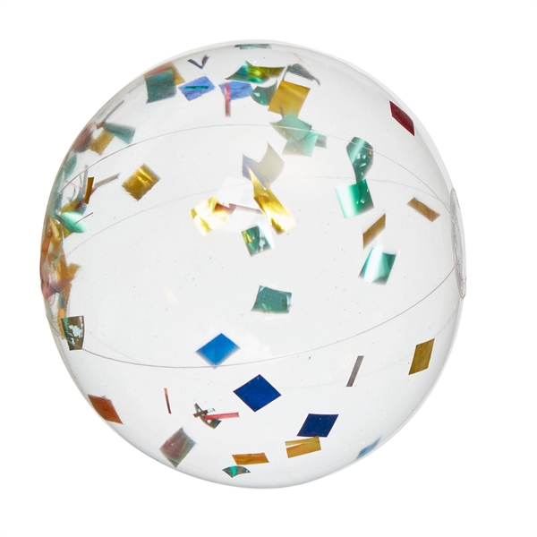 16" clear PVC inflatable beach ball with multi-color confetti fill.... from ASI 63549 Jornik Manufacturing Corp / Jornik