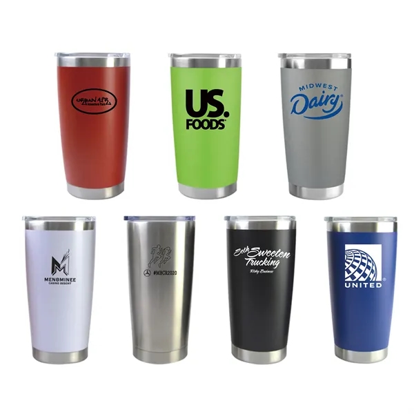 20 oz. Stainless Steel Double Wall Tumbler with Lid. Powder-coated matte... from ASI 64845 Kin Image Inc / Himmers International Inc. DBA Kin Image Inc