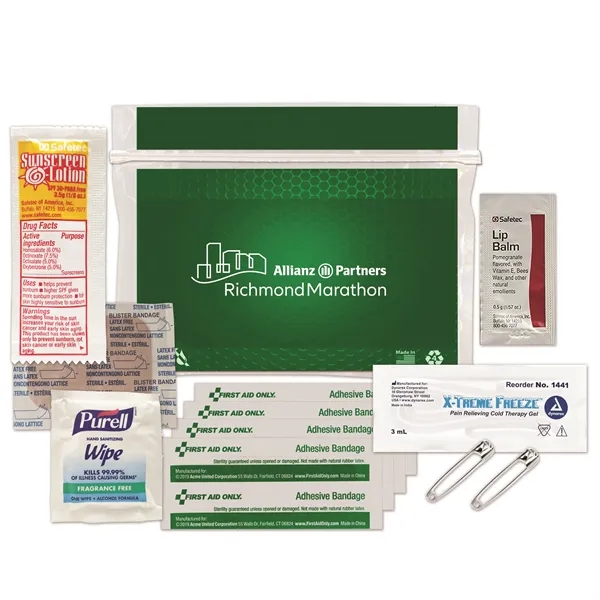 Marathon kit in a plastic bag with bandages, sunscreen, lip balm,... from ASI 84514 Safety Made