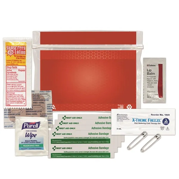 Marathon kit in a plastic bag with bandages, sunscreen, lip balm,... from ASI 84514 Safety Made