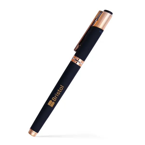 Satin-touch gel pen with metallic rose gold accents.... from ASI 90859 Tempo Industries Inc / Tempoline