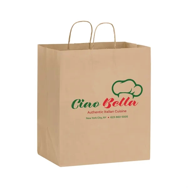 Natural Kraft shopper bag with twisted paper handles.... from ASI 35290 American Ad Bag Co